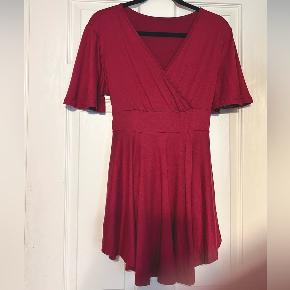 Elegant Red Wrap Top